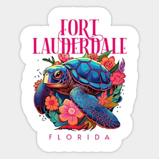 Fort Lauderdale Florida Floral Beach Turtle Souvenir Sticker